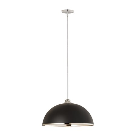 Z-Lite Landry 1 Light Pendant, Matte Black & Chrome 1004P20-MB-CH